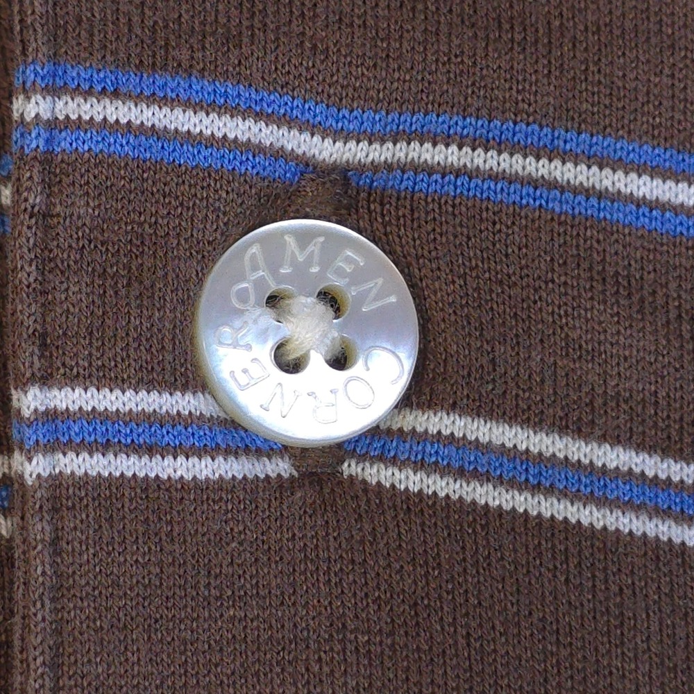 Amen Corner Polo Shirt Mens XXL Brown Striped Pima Cotton Masters Golf Preppy - Picture 6 of 10